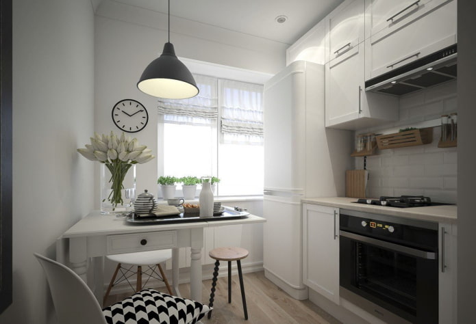 Intérieur de cuisine dans un appartement de 50 mètres carrés