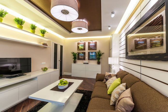 Intérieur du salon dans un appartement de 50 mètres carrés