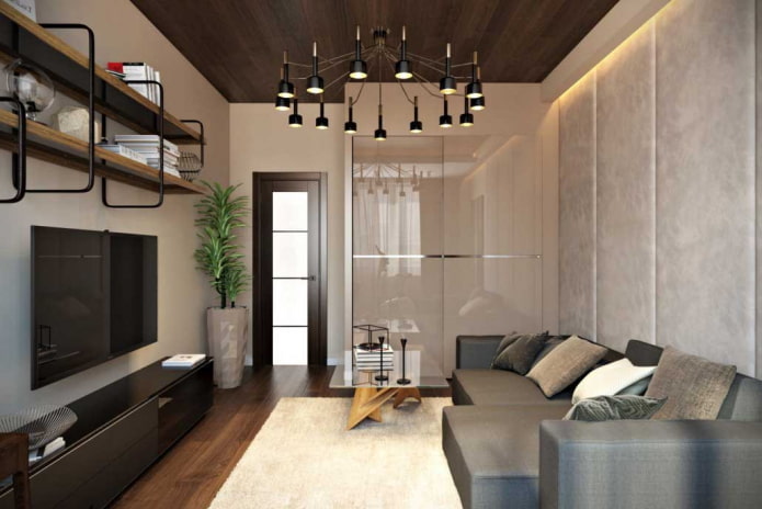 Intérieur du salon dans un appartement de 50 mètres carrés