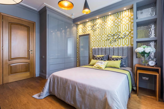 Intérieur d'une chambre dans un appartement de 50 mètres carrés