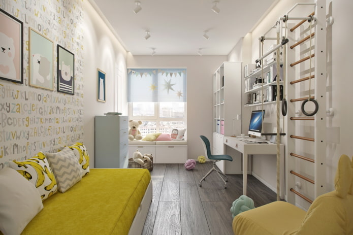 Intérieur d'une chambre d'enfant dans un appartement de 50 mètres carrés