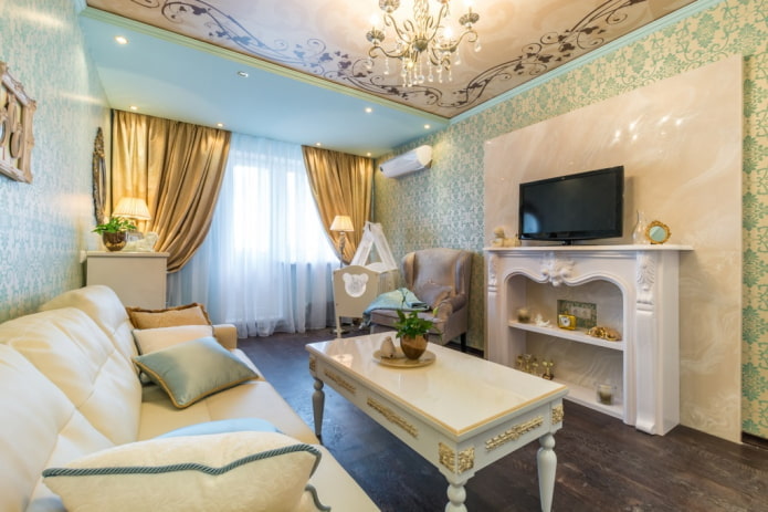 Intérieur d'un appartement de 50 mètres carrés de style classique