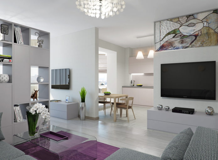 Grand studio aux tons blancs