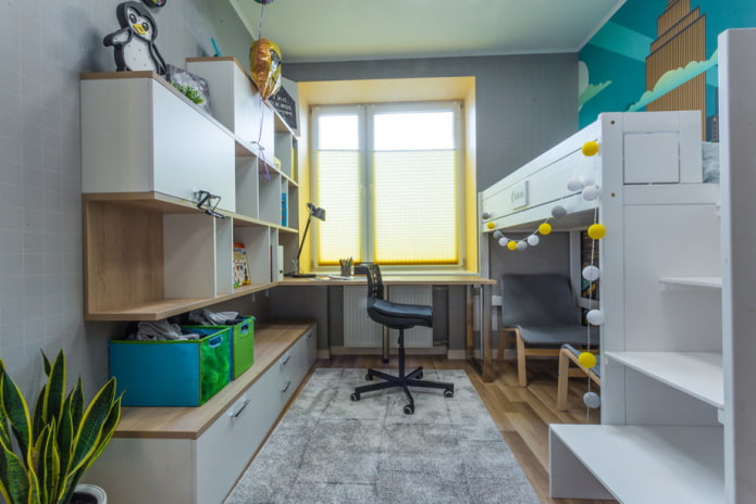 Chambre d'enfant avec des touches de jaune