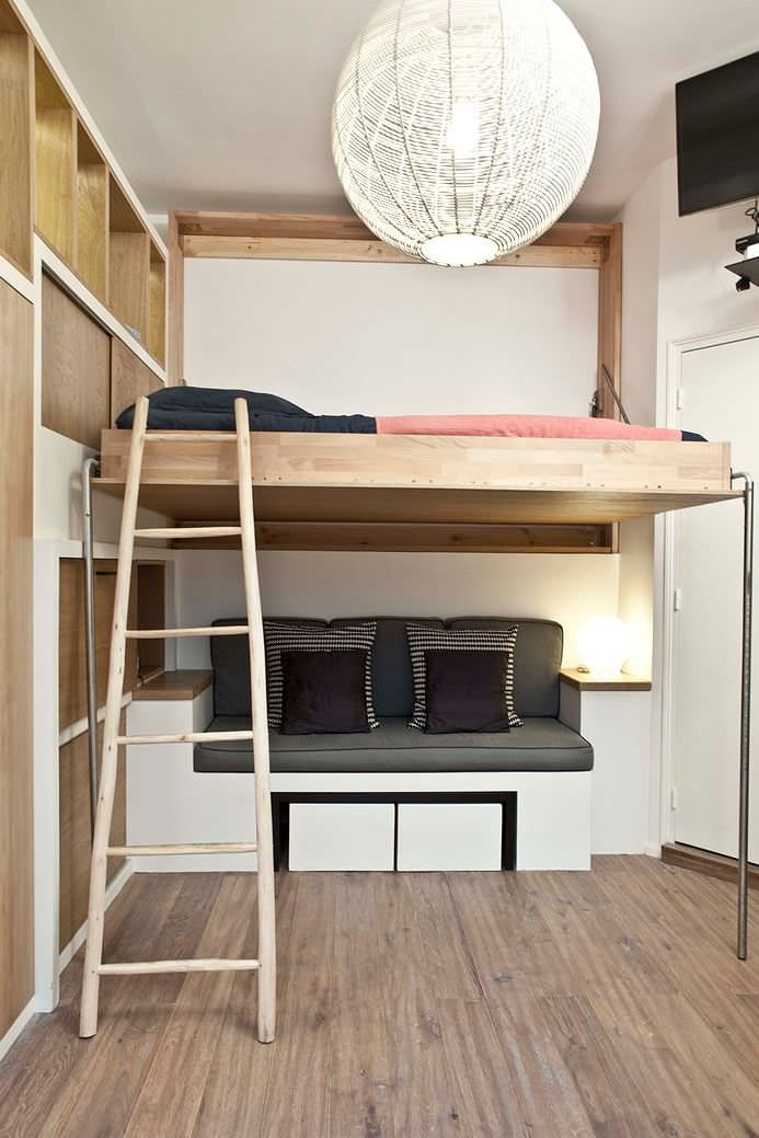 Lit mezzanine avec échelle
