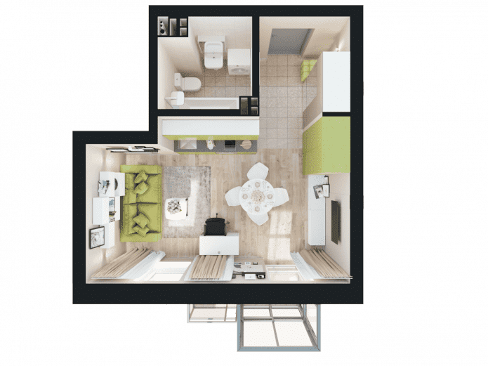 Plans d'appartement de 18 m²