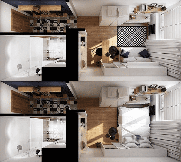 Aménagements d'appartements 22 m²