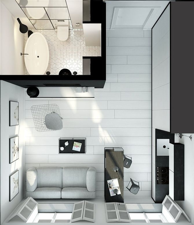 Aménagements de studio de 20 m².