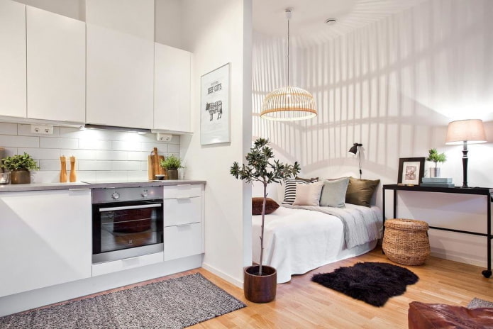 espace couchage à l'intérieur d'un studio