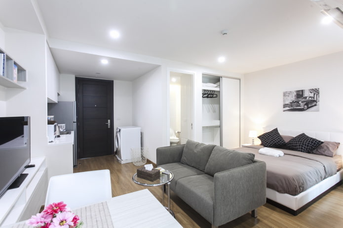 éclairage à l'intérieur d'un studio appartement