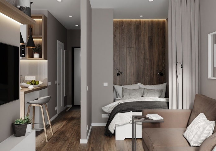 espace couchage à l'intérieur d'un studio
