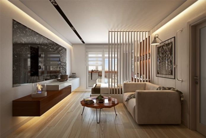 Intérieur d'un studio avec une fenêtre