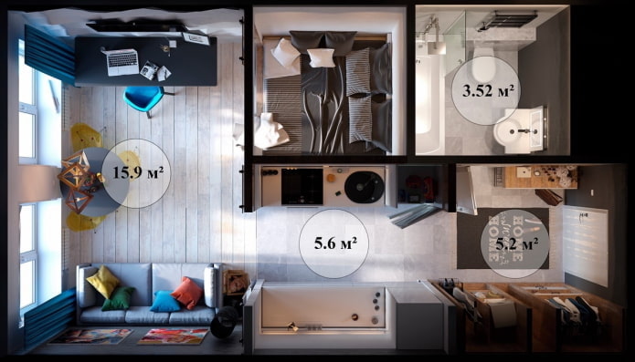 Aménagements de studio de 30 m²