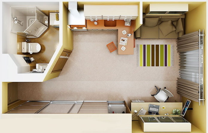 Aménagements de studio de 30 m²