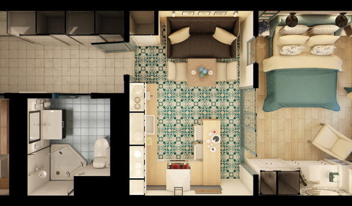 Aménagements de studio de 30 m²