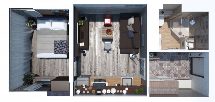 Aménagements de studio de 30 m²