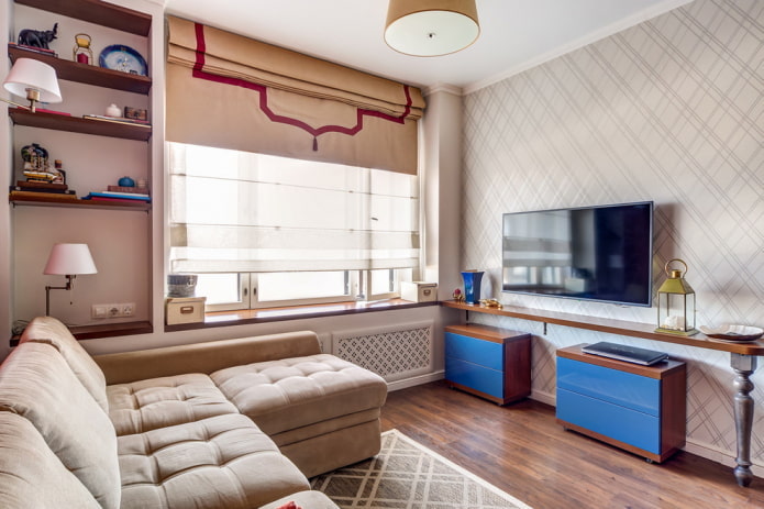 Décoration et textiles à l'intérieur d'un petit salon
