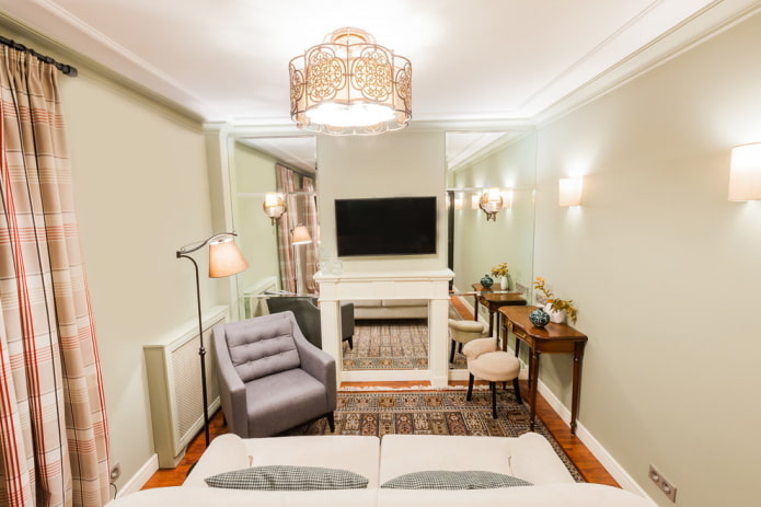 Éclairage à l'intérieur d'un petit salon
