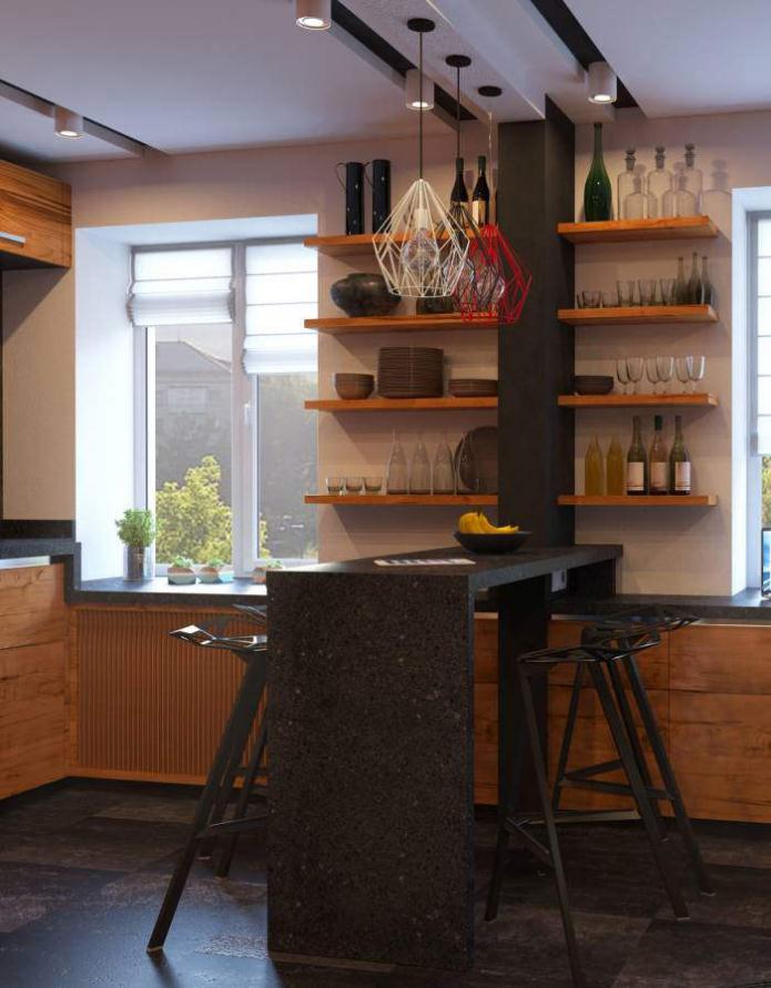 Conception d'un comptoir de bar dans une petite cuisine