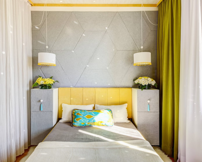 chambre grise et jaune
