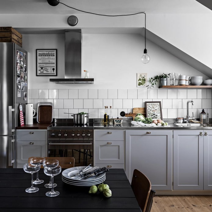 Cuisine scandinave sous les combles