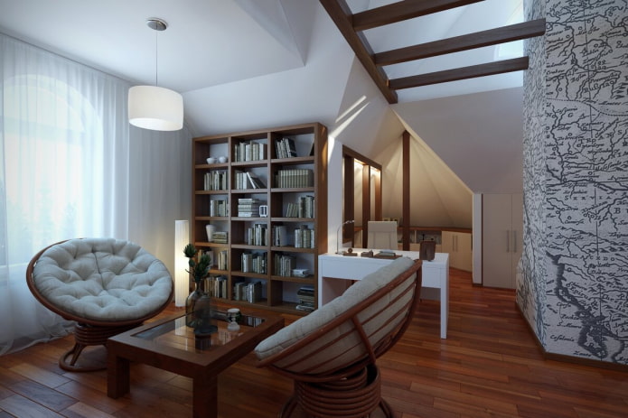 bibliothèque sous les combles