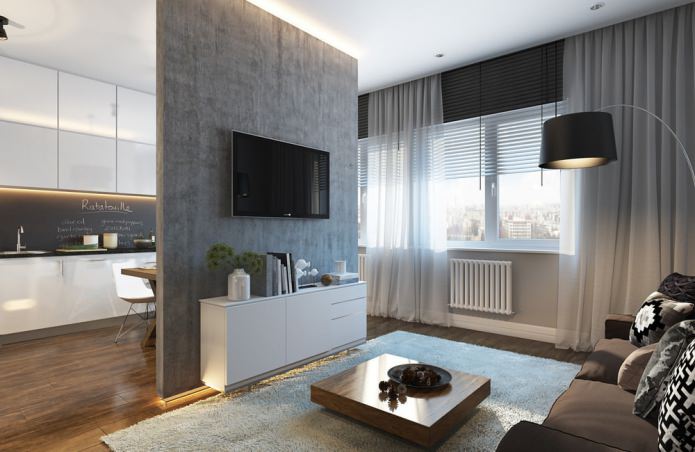 Design moderne d'un petit appartement de 30 m².