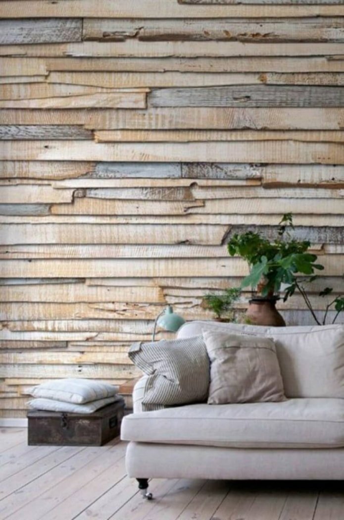 Papier peint imitation bois à l'intérieur