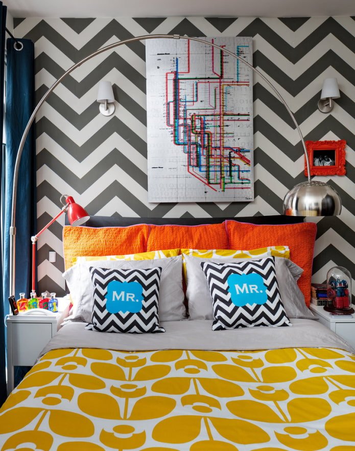 Papier peint à imprimé zigzag à l'intérieur