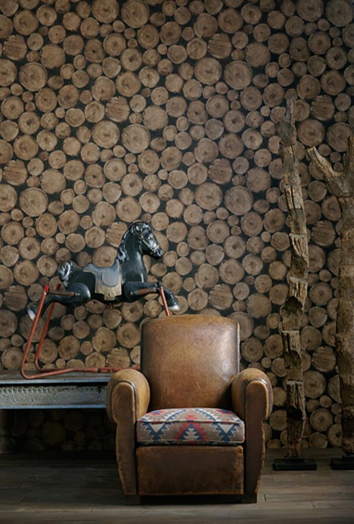Papier peint imitation bois à l'intérieur