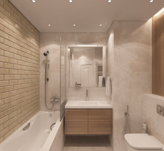 salle de bain dans un studio de 50 m²