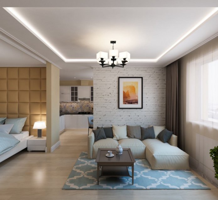 Salon-chambre dans un studio de 50 m²