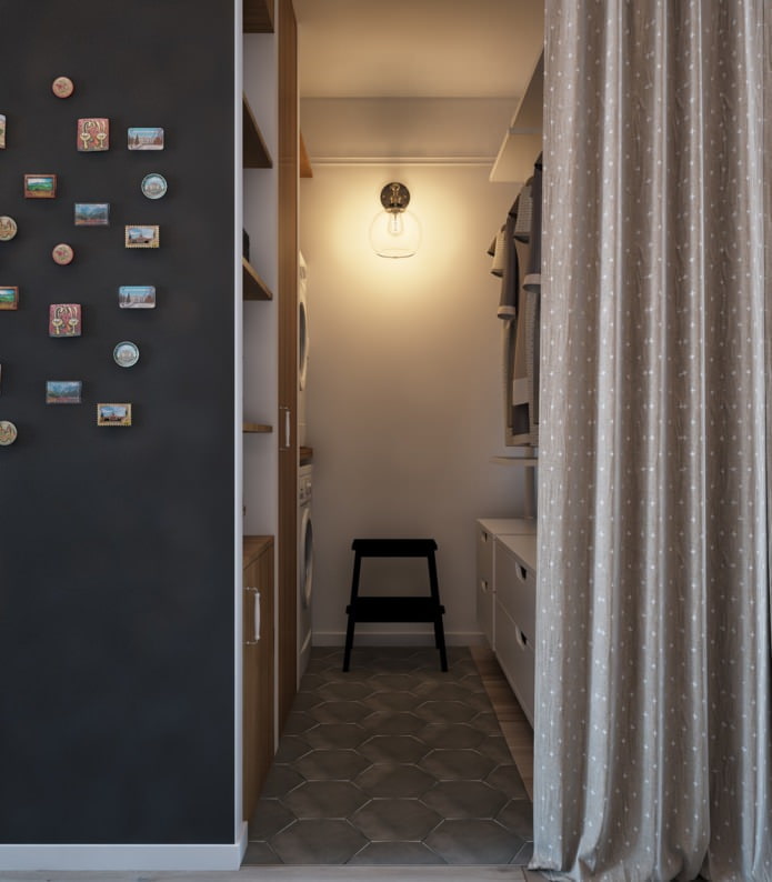 Aménagement d'un dressing dans un studio avec une conception pivotante