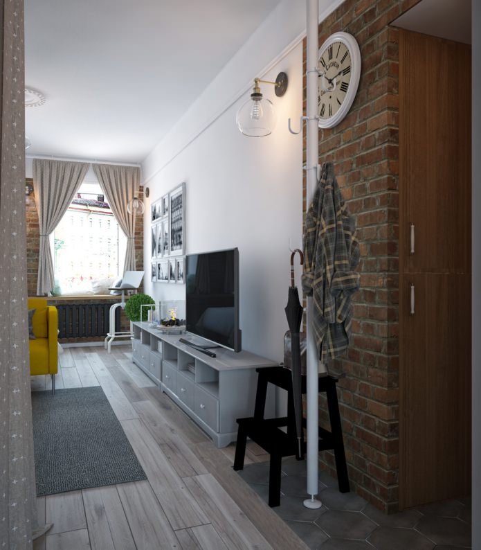 Aménagement d'un appartement d'une pièce à deux battants