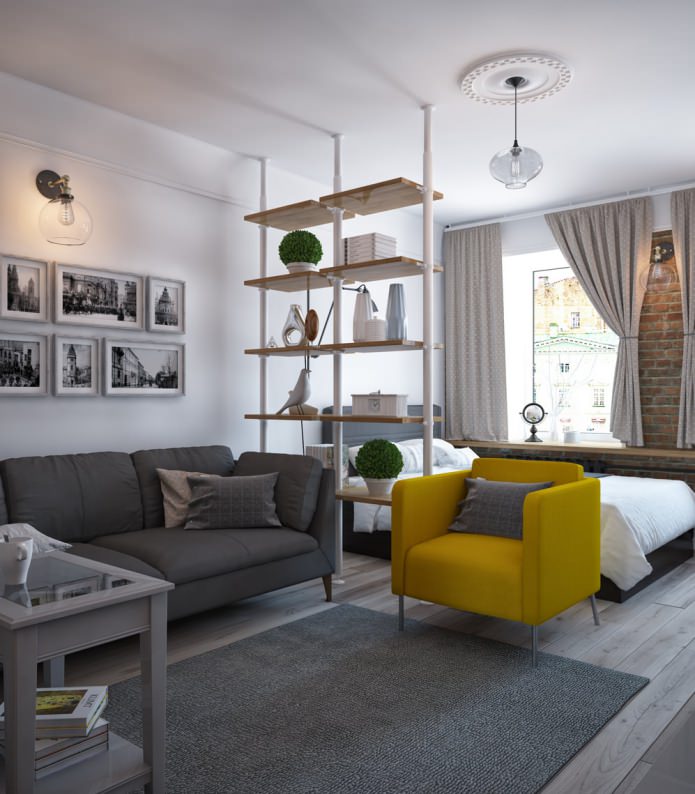 Aménagement d'un appartement d'une pièce à deux battants