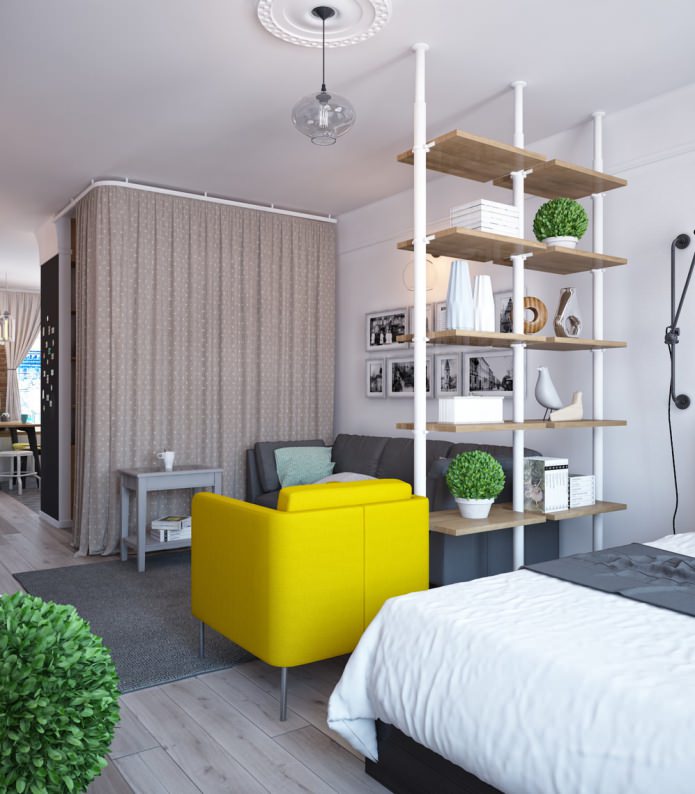 Aménagement d'un appartement d'une pièce à deux battants