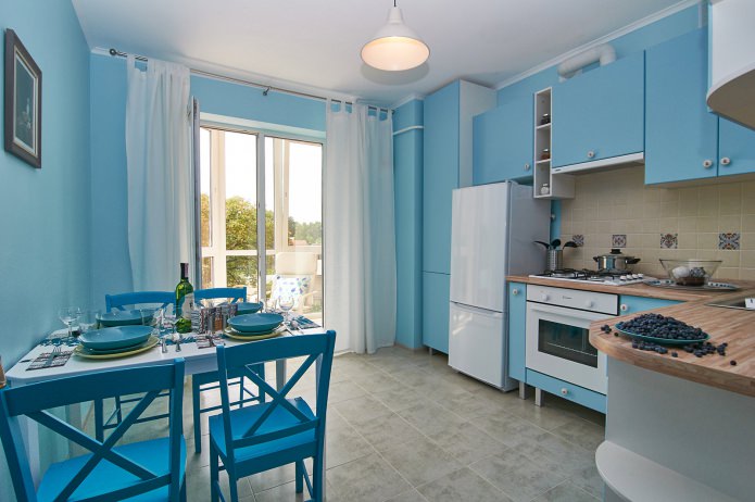 Cuisine design en bleu
