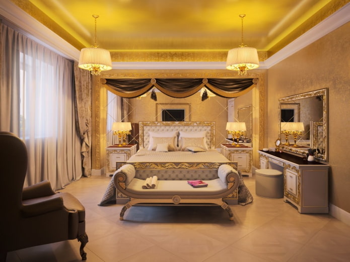 Plafond doré dans la chambre