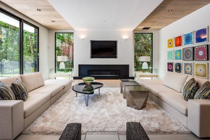 Plafond combiné dans le salon