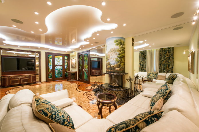 plafond rétroéclairé dans le salon
