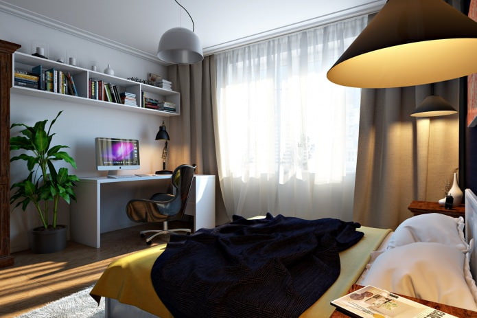 Chambre-bureau dans un appartement de quatre pièces