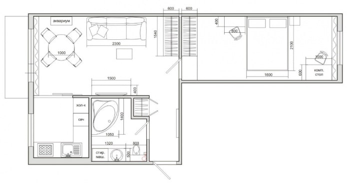 aménagement d'une Khrouchtchevka deux pièces de 44 m².