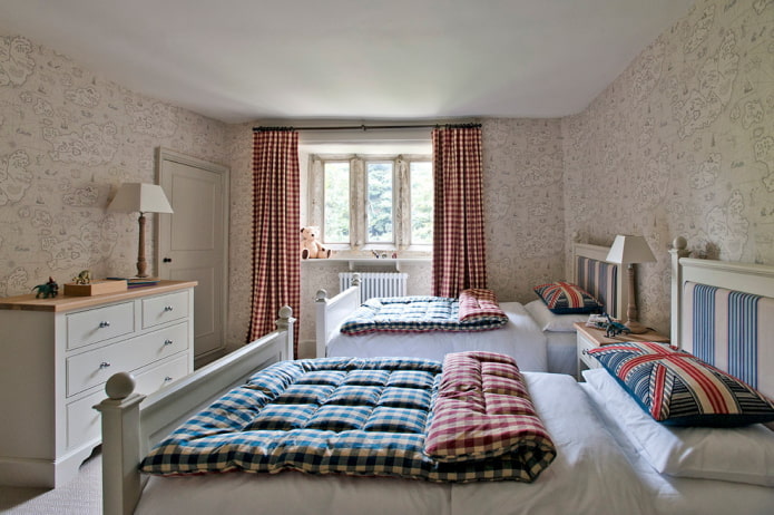 rideaux à l'intérieur dans le style campagnard