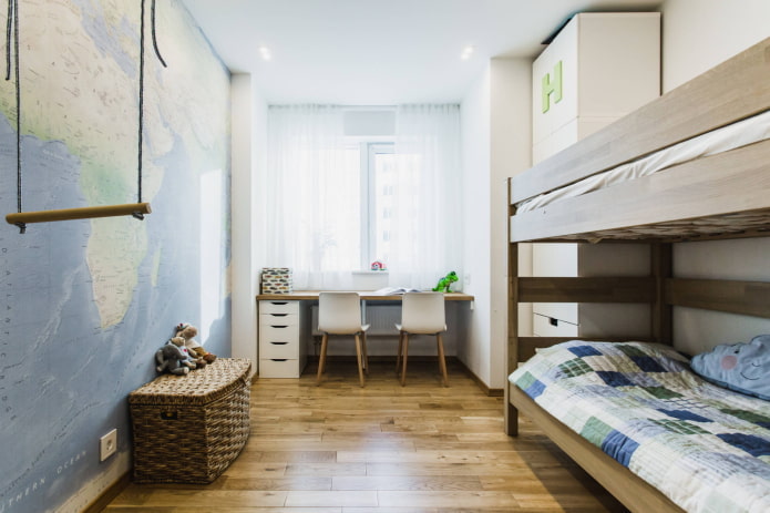 Lit superposé dans une chambre d'écolier