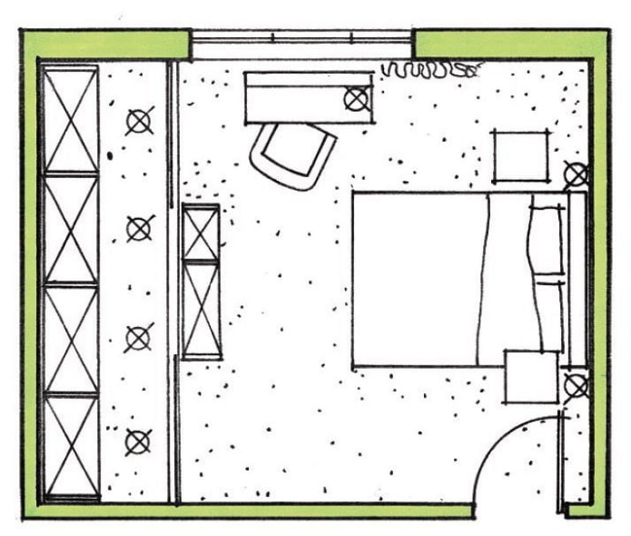 Agencement d'une chambre 17 m².