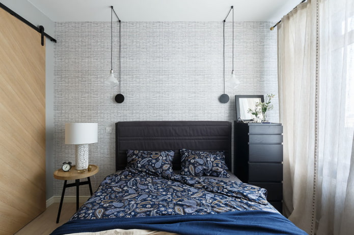 Chambre de 9 mètres carrés dans un style moderne