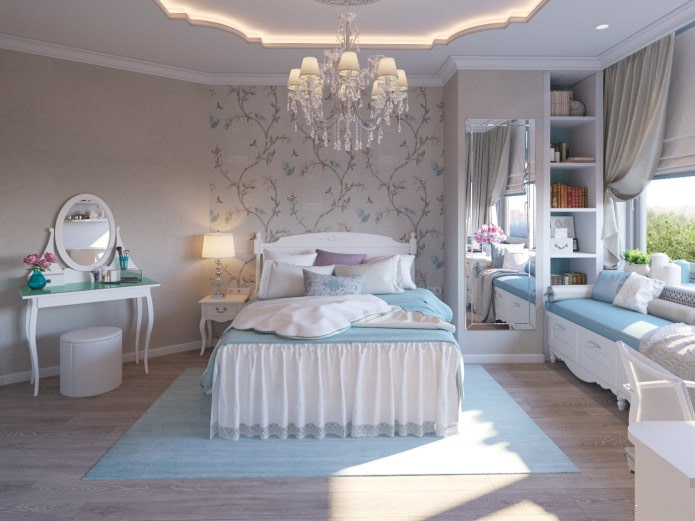 Aménagement d'une chambre de fille classique
