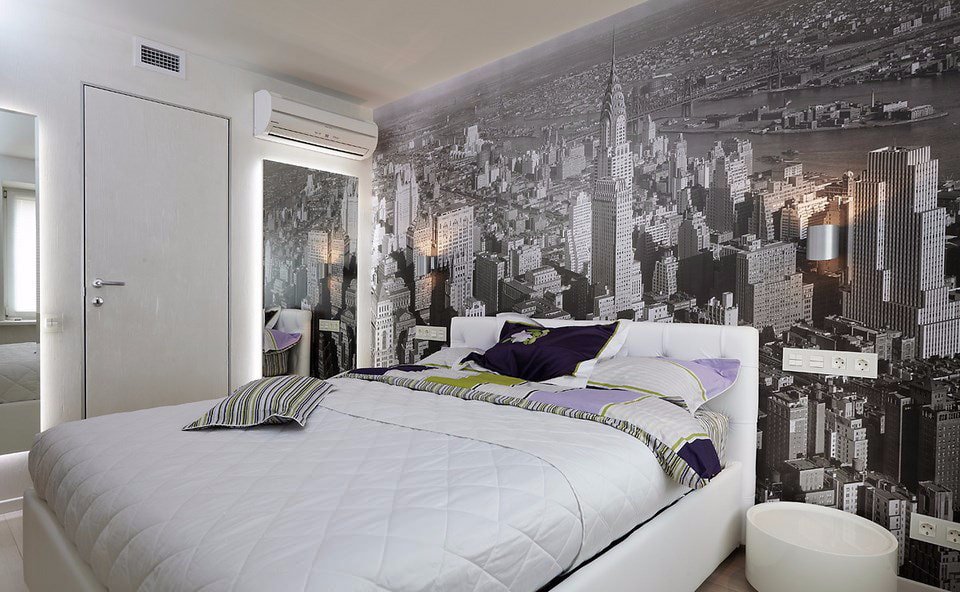 Papier peint photo gris dans la chambre