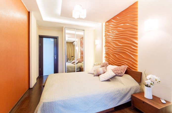 Panneaux 3D oranges sur le mur de la chambre