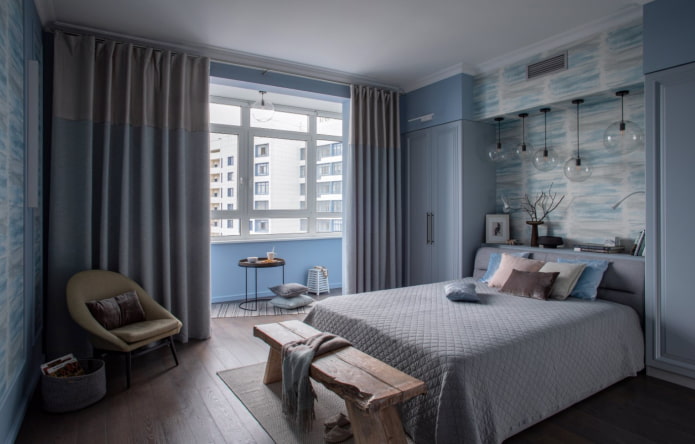 Chambre bleue avec balcon